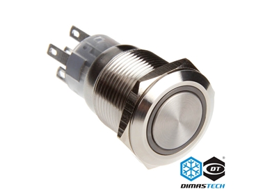 Push-Button DimasTech®, 19mm ID, Momentary Action, Led Color White